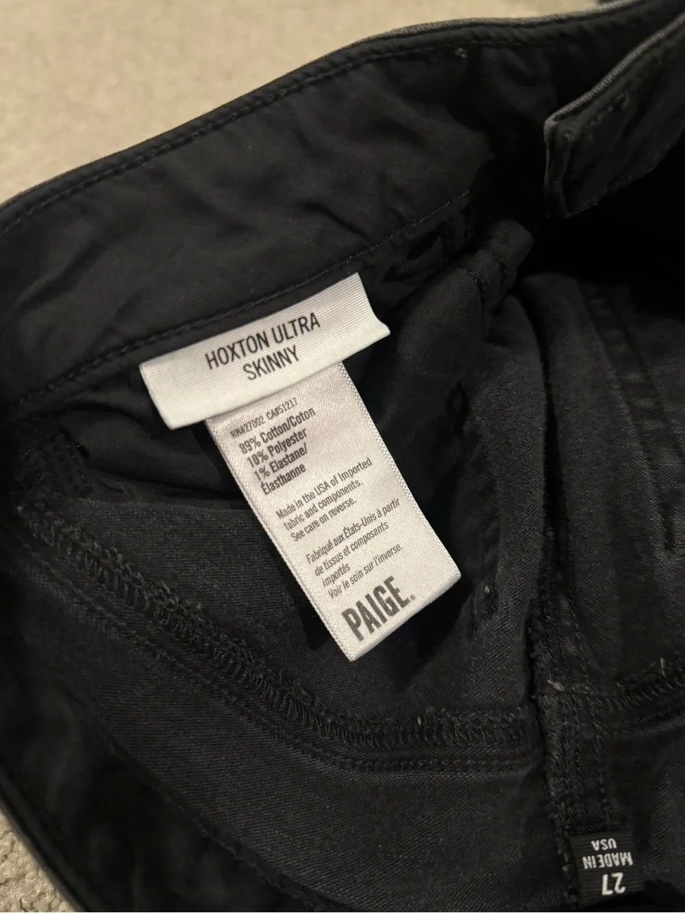 PAIGE Washed Black High-Rise Skinny Jeans with Raw Hem